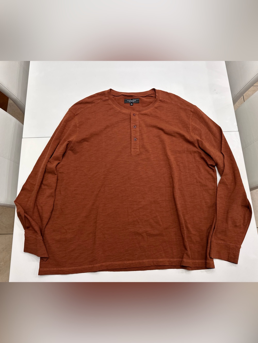 Liverpool Los Angeles Mens Slub Knit Henley Shirt Caramel Brown XXL